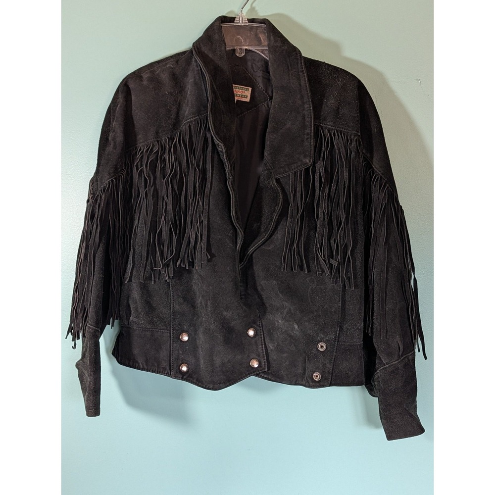 Leather‎ fringe jacket women's size small